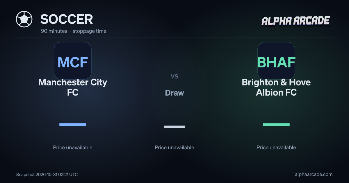 SOCCER: Manchester City FC — / Draw — / Brighton & Hove Albion FC —
