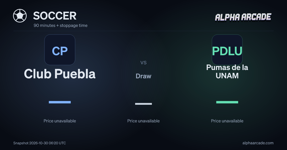 SOCCER: Club Puebla — / Draw — / Pumas de la UNAM —