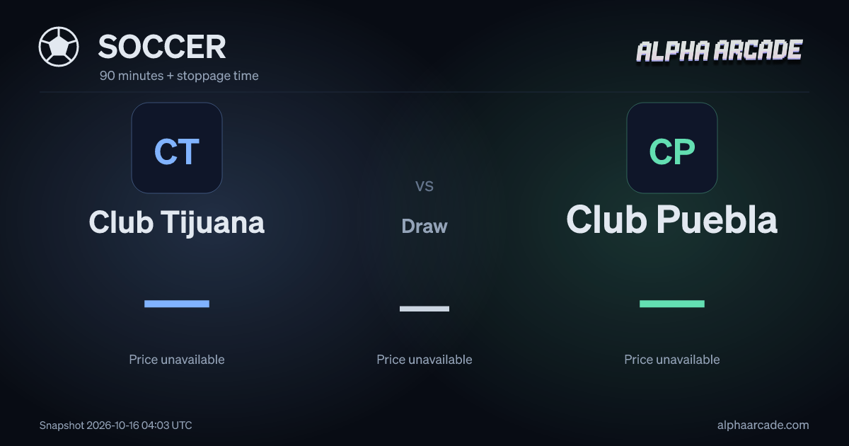 SOCCER: Club Tijuana — / Draw — / Club Puebla —