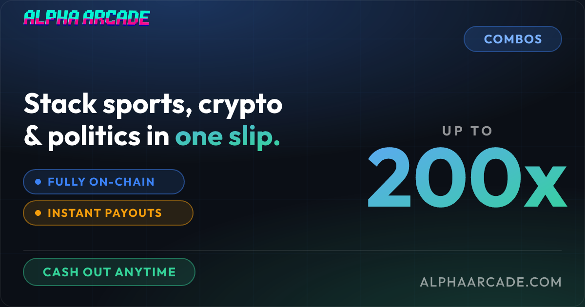 Alpha Arcade combos — sports, crypto and politics on one slip
